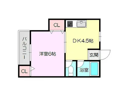 サン・ヒルズ(1DK/4階)の間取り写真