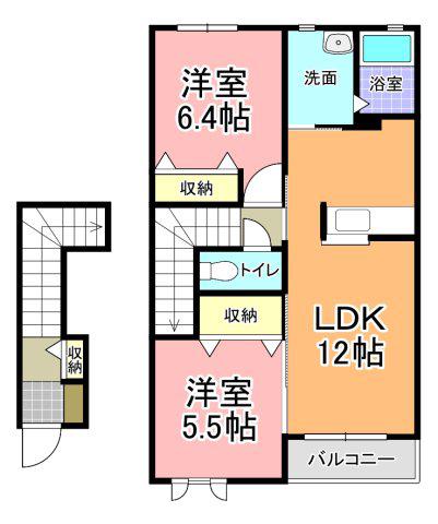 PAAR WERK(2LDK/2階)の間取り写真