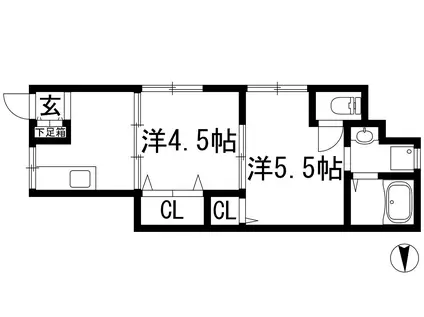 尾崎文化(2K/1階)の間取り写真