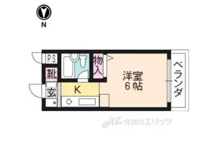 マーク西陣(ワンルーム/1階)の間取り写真