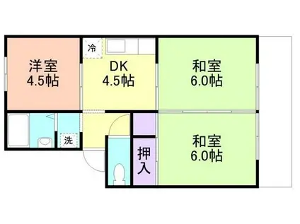 ハイツタカラ(3K/2階)の間取り写真