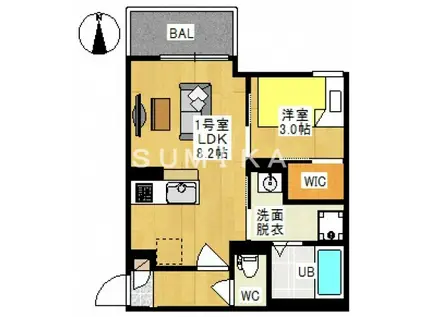 REGALEST 花尻III(1LDK/2階)の間取り写真