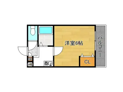 ピュアシティーKIRE(1K/4階)の間取り写真