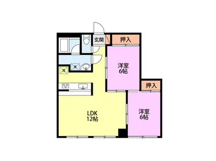 喜多町 吉沢ビル(2LDK/2階)の間取り写真