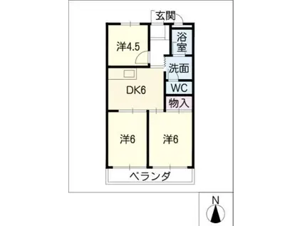 シティハイツ野一色(3DK/2階)の間取り写真