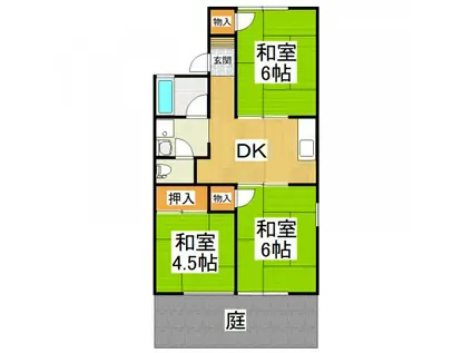 ハイツ向陽(3DK/1階)の間取り写真