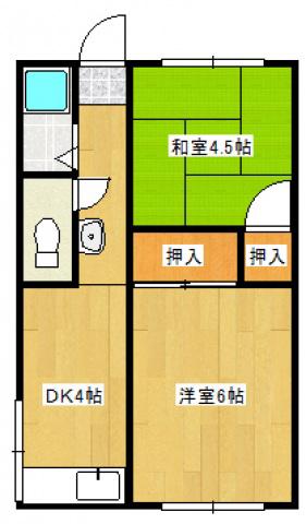 ハイツ藤(2K/1階)の間取り写真