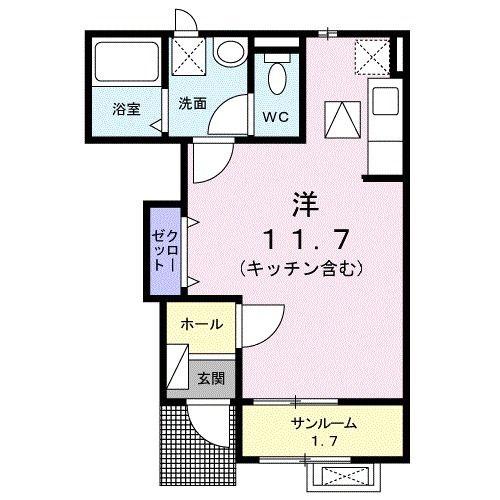 ネオファースト西新庄(ワンルーム/1階)の間取り写真