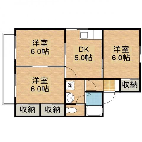 セジュール花みずきC棟(3DK/1階)の間取り写真