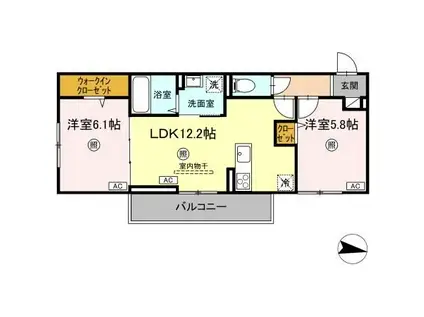 ガーランド(2LDK/2階)の間取り写真