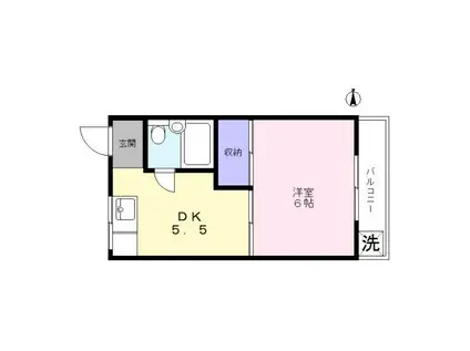 旗の台コーポ(1DK/3階)の間取り写真