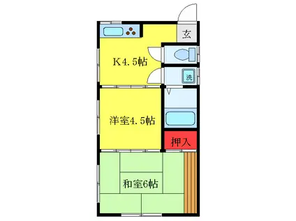 小池コーポ(2K/2階)の間取り写真