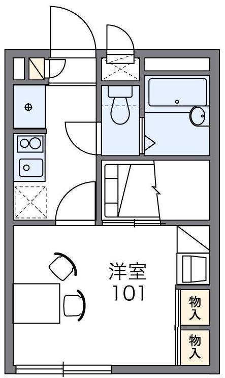 レオパレスサンパーク白金(1K/1階)の間取り写真