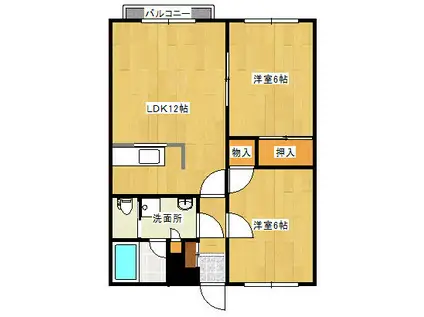 ユーガーデンC棟(2LDK/2階)の間取り写真