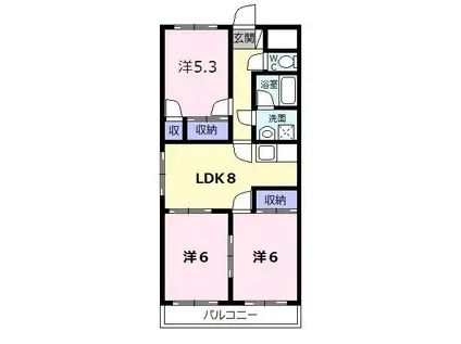 ファミリータウンむらた(3DK/4階)の間取り写真