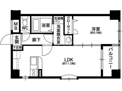 ラルジュ大濠(1LDK/5階)の間取り写真
