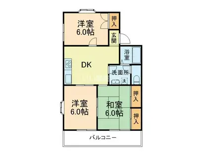 グレイス益城(3DK/1階)の間取り写真