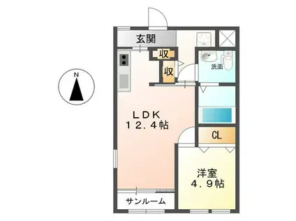 アコルデ蔵町(1LDK/4階)の間取り写真