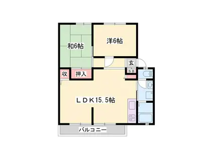 ベルオーク21 A棟(2LDK/2階)の間取り写真