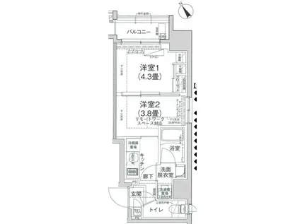 アイルプレミアム駒込(2K/6階)の間取り写真