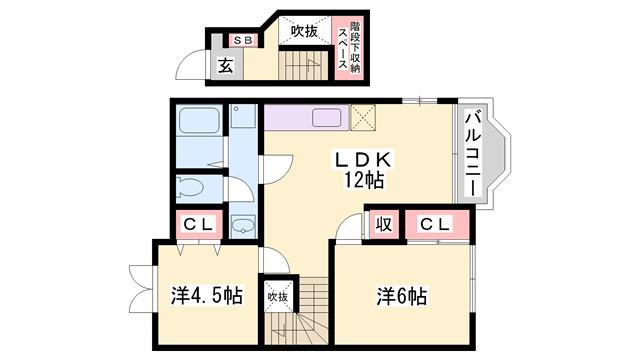 モアークレストIII(2LDK/2階)の間取り写真