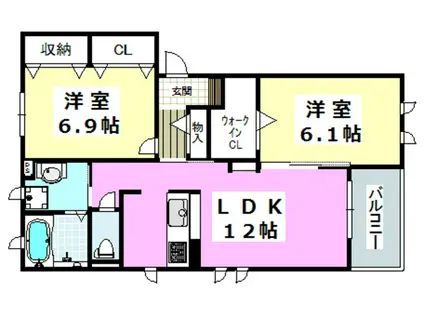 スカイガーデン紫明園(2LDK/1階)の間取り写真