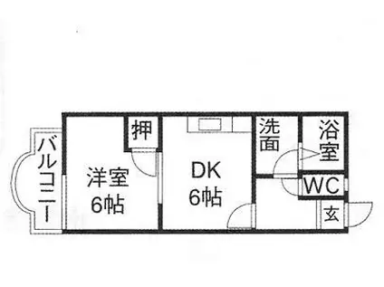 ヴィランテ城南(1DK/2階)の間取り写真