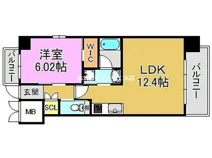 プレジオ森河内ASIAN(1LDK/13階)の間取り写真
