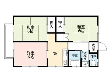 青葉ハイツ(3DK/2階)の間取り写真