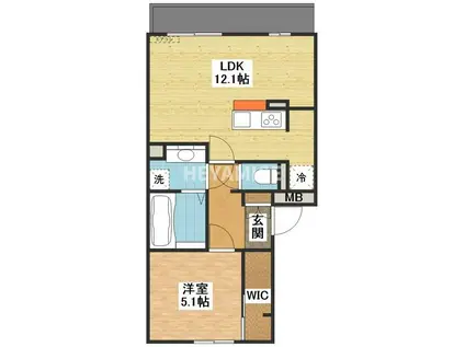 ドゥジエム(1LDK/2階)の間取り写真