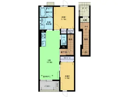 インテル林(2LDK/2階)の間取り写真