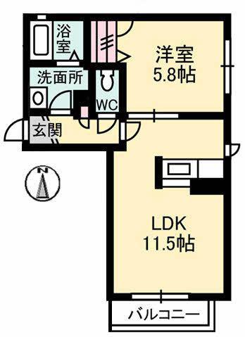 ラフィネ・ブラン(1LDK/1階)の間取り写真