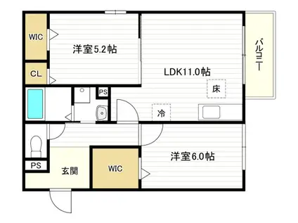 WISTERIA 三信(2LDK/2階)の間取り写真