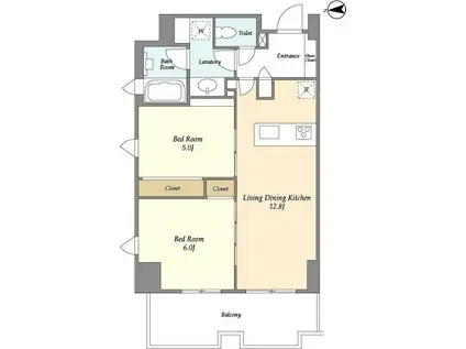 リバーレ麻布十番(2LDK/5階)の間取り写真