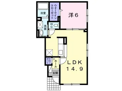 北信濃スカイハイツII(1LDK/1階)の間取り写真