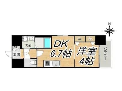 ファーストフィオーレ福島野田II(1DK/9階)の間取り写真