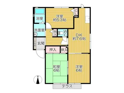 ドミール南小路(3DK/1階)の間取り写真