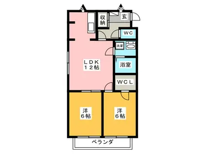 ハイツフラワーガーデン マーガレット(2LDK/2階)の間取り写真