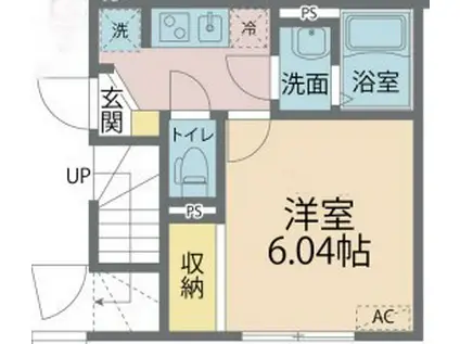 カインドネス厚木旭町II(1K/1階)の間取り写真