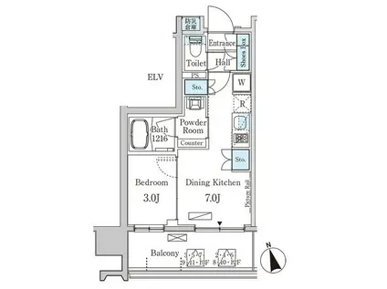 プライマル中央MINATO(1DK/6階)の間取り写真