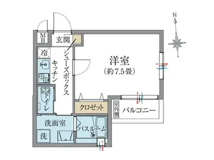ワコーレヴィータ江坂イースト(1K/3階)の間取り写真