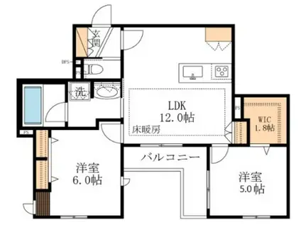 CIELOシエロ(2LDK/2階)の間取り写真