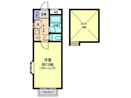 シャトーⅠ番館(1K/2階)の間取り写真