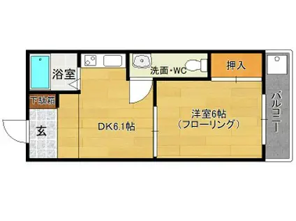 ビラージュ高宮(1DK/5階)の間取り写真