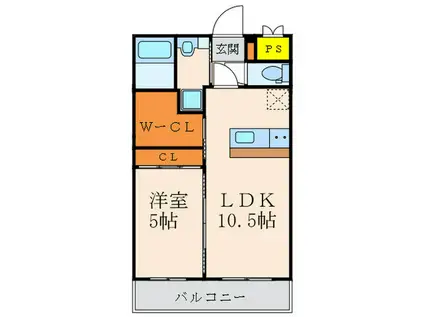 ビクトワール京都河原町(1LDK/4階)の間取り写真