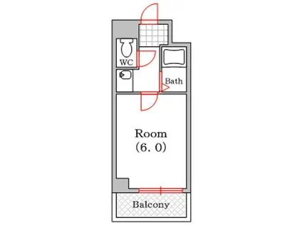 シャトー南堀江(1K/2階)の間取り写真