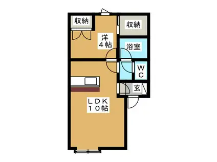 REVOLUTION大野(1LDK/2階)の間取り写真