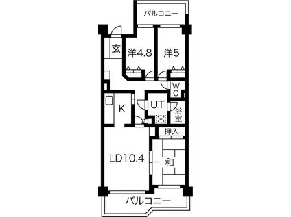 エクセレンス志賀本通(3LDK/3階)の間取り写真