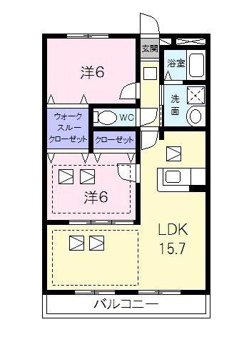 ルネスブランシェ(2LDK/3階)の間取り写真