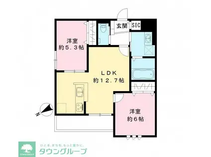 フィカーサ柏の葉(2LDK/1階)の間取り写真